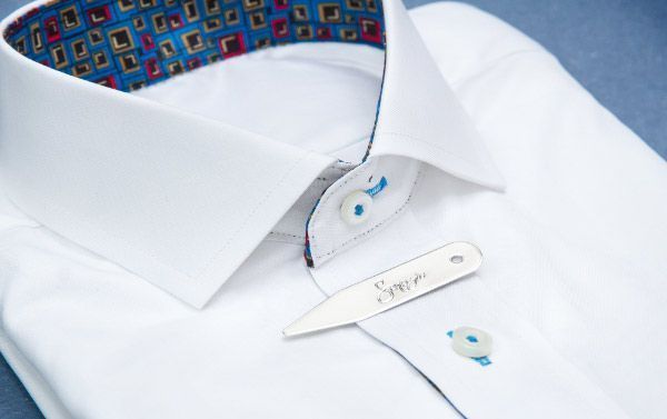 Thomas Mason 55446 1 Officeshirts Premium White Shirt With Fancy Inner Lining Thomas Mason Albini 100 Cotton Shirtfabric No